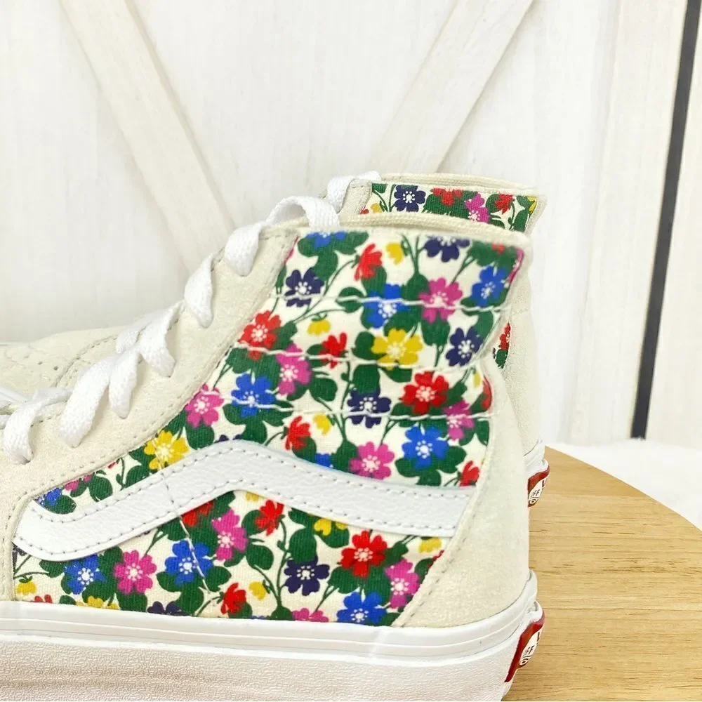 Vans Sk8 Hi Tapered Floral Sneakers White Suede Canvas‎ Multi 3.5 Men 5 Women